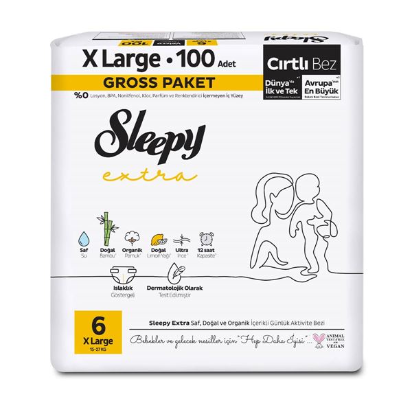 Sleepy Extra Günlük Aktivite Gross Paket Bebek Bezi 6 Numara Xlarge 100 Adet
