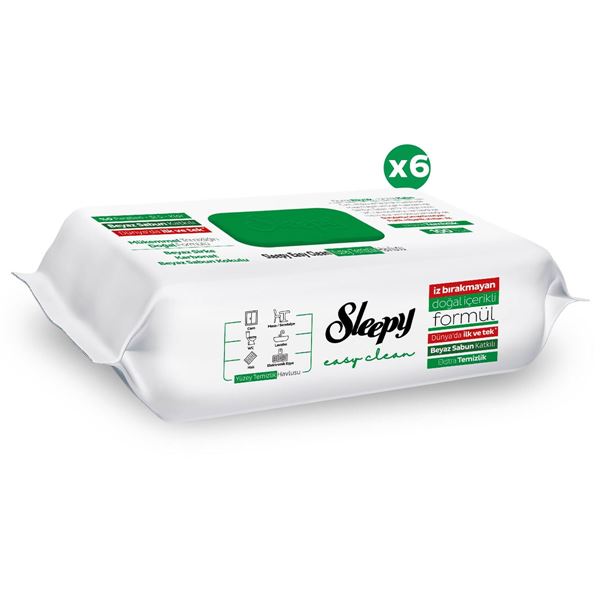 Sleepy Easy Clean Beyaz Sabun Katkılı Yüzey Temizlik Havlusu&Mendili 6x100 (600 Yaprak)