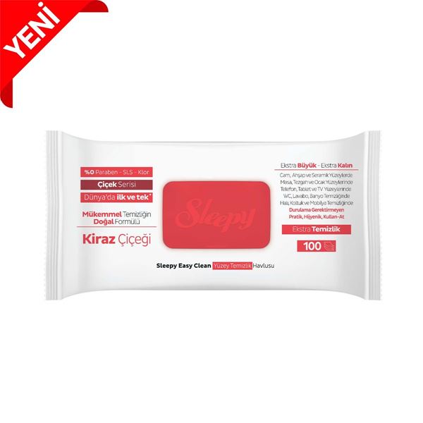 Sleepy Easy Clean Kiraz Çiçeği Yüzey Temizlik Havlusu&Mendili 100 Yaprak
