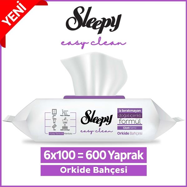 Sleepy Easy Clean Orkide Bahçesi Yüzey Temizlik Havlusu&Mendili 6x100 (600 Yaprak)