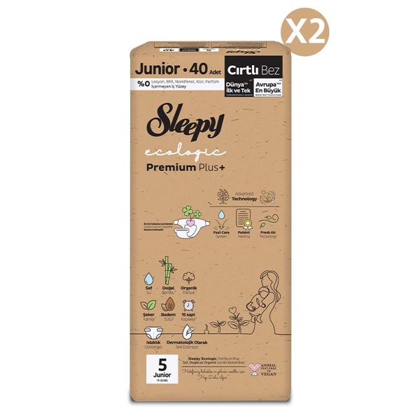 Sleepy Ecologic Premium Plus Süper Paket Bebek Bezi 5 Numara Junior 80 Adet