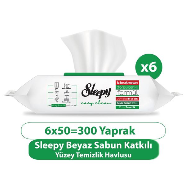 Sleepy Easy Clean Yüzey Temizlik Havlusu&Mendili 6X50 (300 Yaprak)