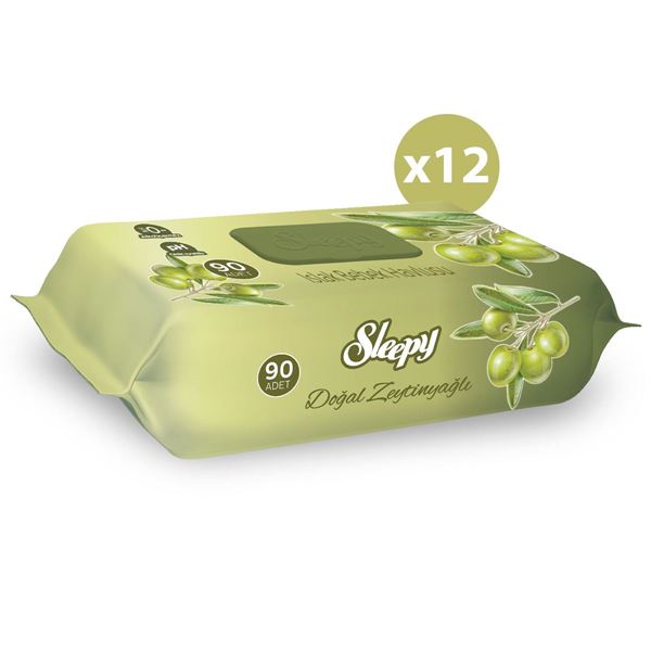 Sleepy Doğal Zeytinyağlı ve Pamuklu Islak Bebek Havlusu 12X90 (1080 Yaprak)