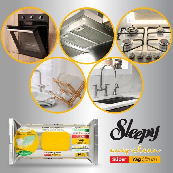 Sleepy Easy Clean Süper Yağ Çözücü Yüzey Temizlik Havlusu&Mendili 8x30 (240 Yaprak)