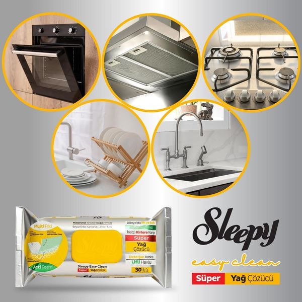 Sleepy Easy Clean Süper Yağ Çözücü Yüzey Temizlik Havlusu&Mendili 12x30 (360 Yaprak)