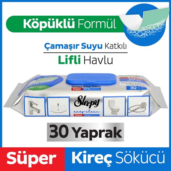 Sleepy Easy Clean Süper Kireç Sökücü Yüzey Temizlik Havlusu&Mendili 30 Yaprak