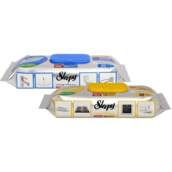 Sleepy Easy Clean Süper Yağ Çözücü&Kireç Sökücü Yüzey Temizlik Havlusu&Mendili 2x30 (60 Yaprak)