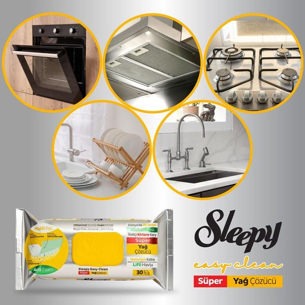 Sleepy Easy Clean Süper Yağ Çözücü&Kireç Sökücü Yüzey Temizlik Havlusu&Mendili 4x30 (120 Yaprak)