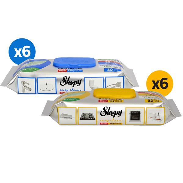 Sleepy Easy Clean Süper Yağ Çözücü&Kireç Sökücü Yüzey Temizlik Havlusu&Mendili 12x30 (360 Yaprak)