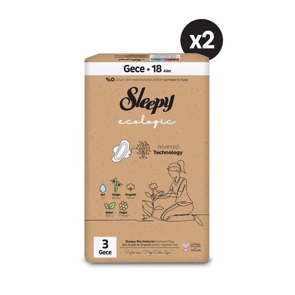 Sleepy Ecologic Premium Plus Hijyenik Ped Gece 36 Adet Ped