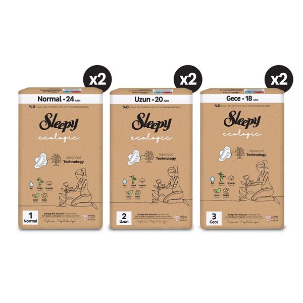 Sleepy Ecologic Premium Plus Hijyenik Ped 124 Adet Ped Mega Fırsat Paketi