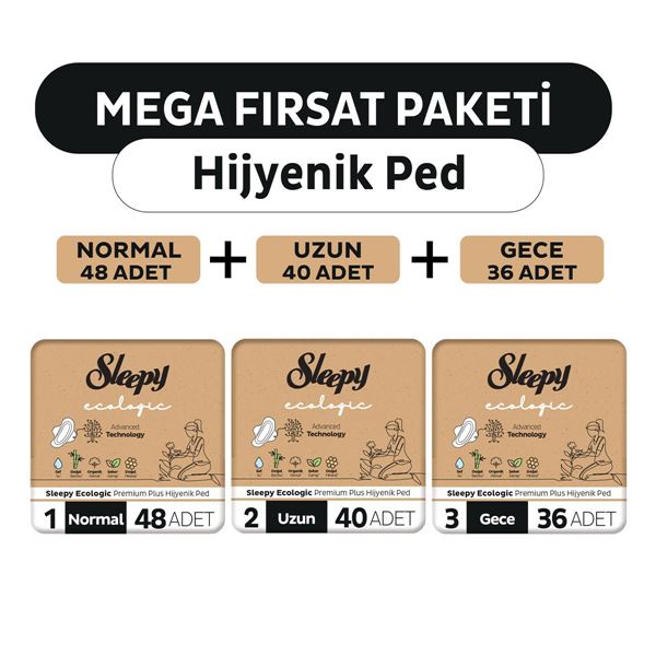 Sleepy Ecologic Premium Plus Hijyenik Ped 124 Adet Ped Mega Fırsat Paketi