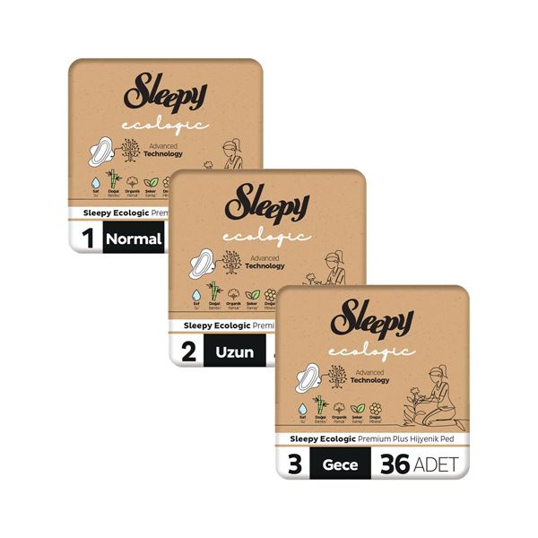 Sleepy Ecologic Premium Plus Hijyenik Ped 124 Adet Ped Mega Fırsat Paketi
