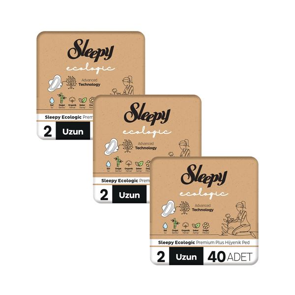 Sleepy Ecologic Premium Plus Hijyenik Ped Mega Fırsat Paketi Uzun 120 Adet