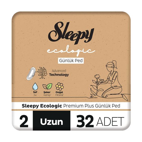 Sleepy Ecologic Premium Plus Günlük Ped Uzun 32 Adet Ped