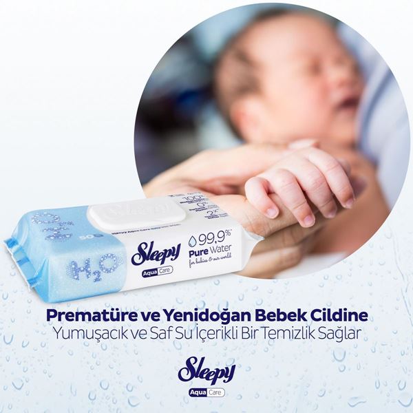 Sleepy AquaCare H2O Yenidoğan Islak Bebek Havlusu 2x50