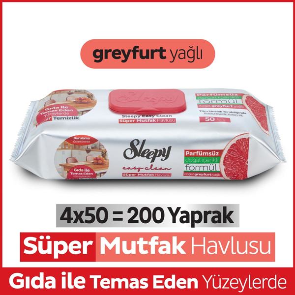 Easy Clean Süper Yüzey Temizlik Mutfak Havlusu&Mendili Greyfurt Yağlı 4X50 (200 Yaprak)