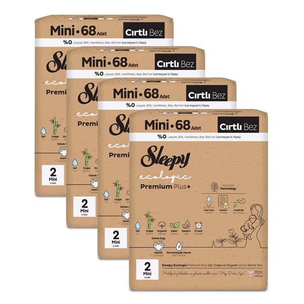 Sleepy Ecologic Premium Plus Efsane Paket Bebek Bezi 2 Numara Mini 272 Adet