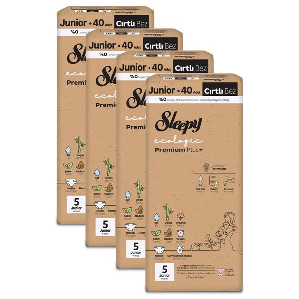 Sleepy Ecologic Premium Plus Efsane Paket Bebek Bezi 5 Numara Junior 160 Adet