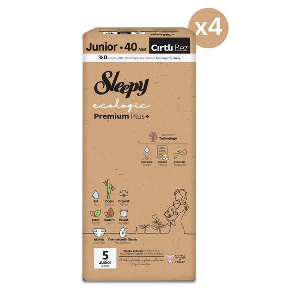 Sleepy Ecologic Premium Plus Efsane Paket Bebek Bezi 5 Numara Junior 160 Adet