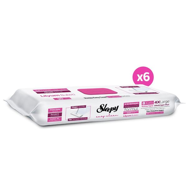 Sleepy Easy Clean Lilyum Buketi Mopa Uyumlu Yer Temizlik Havlusu&Mendili 6x20 (120 Yaprak)