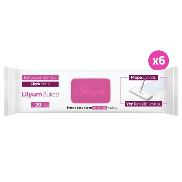 Sleepy Easy Clean Lilyum Buketi Mopa Uyumlu Yer Temizlik Havlusu&Mendili 6x20 (120 Yaprak)