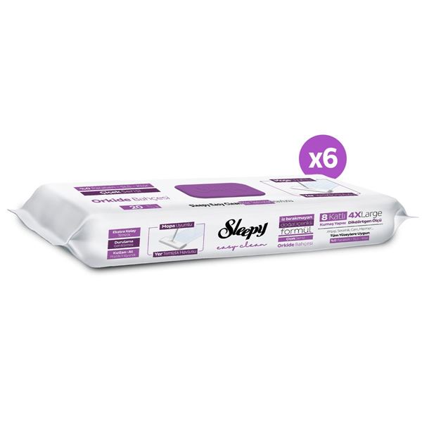 Sleepy Easy Clean Orkide Bahçesi Mopa Uyumlu Yer Temizlik Havlusu&Mendili 6x20 (120 Yaprak)