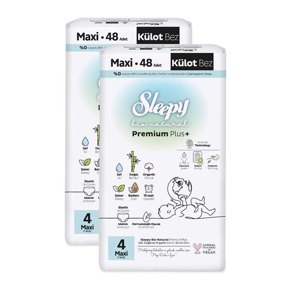 Sleepy Bio Natural Premium Plus Süper Paket Külot Bez 4 Numara Maxi 96 Adet
