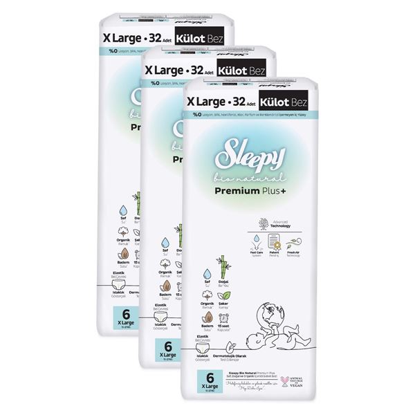 Sleepy Bio Natural Premium Plus Avantajlı Paket Külot Bez 6 Numara Xlarge 96 Adet