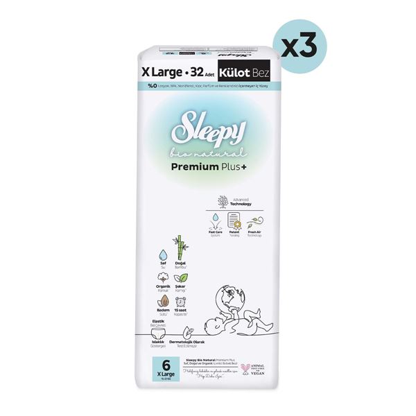 Sleepy Bio Natural Premium Plus Avantajlı Paket Külot Bez 6 Numara Xlarge 96 Adet