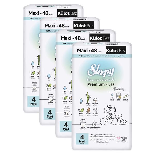 Sleepy Bio Natural Premium Plus Ultra Paket Külot Bez 4 Numara Maxi 192 Adet