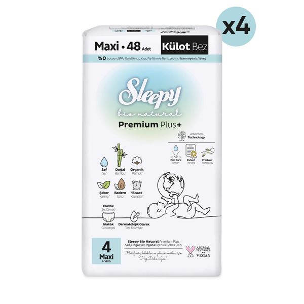 Sleepy Bio Natural Premium Plus Ultra Paket Külot Bez 4 Numara Maxi 192 Adet
