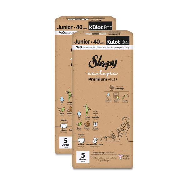 Sleepy Ecologic Premium Plus Süper Paket Külot Bez 5 Numara Junior 80 Adet