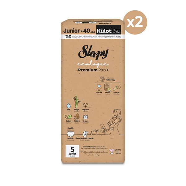 Sleepy Ecologic Premium Plus Süper Paket Külot Bez 5 Numara Junior 80 Adet