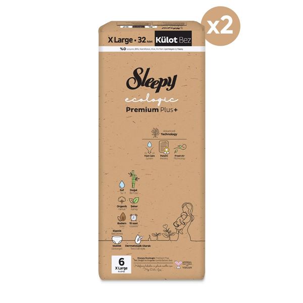 Sleepy Ecologic Premium Plus Süper Paket Külot Bez 6 Numara Xlarge 64 Adet