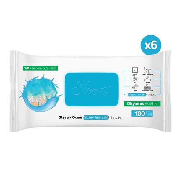Sleepy Ocean Yüzey Temizlik Havlusu&Mendili Okyanus Esintisi 6x100 (600 Yaprak)