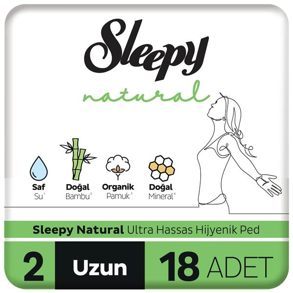 Resim Sleepy Natural Ultra Hassas Hijyenik Ped Uzun 18 Adet