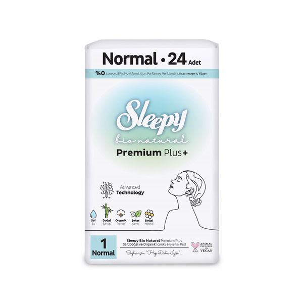 Sleepy Bio Natural Premium Plus Hijyenik Ped Normal 24 Adet Ped