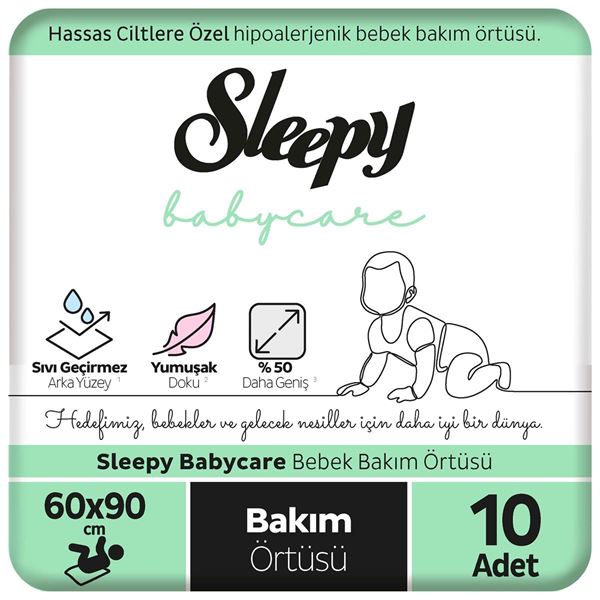 Resim Sleepy Babycare Bebek Bakım Örtüsü 60x90 cm 10 Adet
