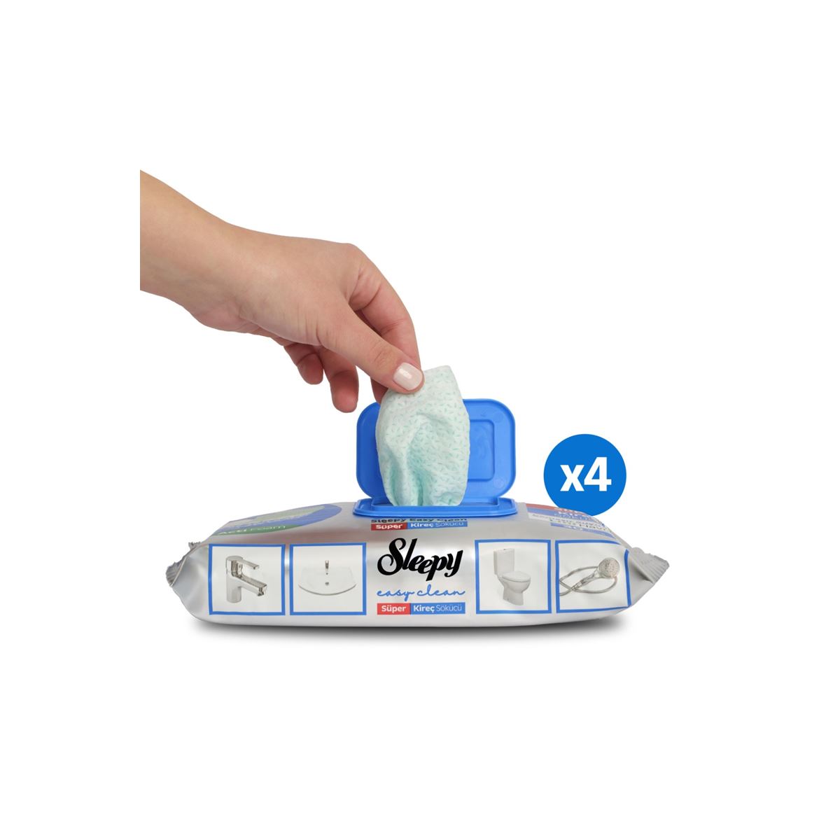 Sleepy Easy Clean Süper Kireç Sökücü Yüzey Temizlik Havlusu&Mendili 4x30 (120 Yaprak)