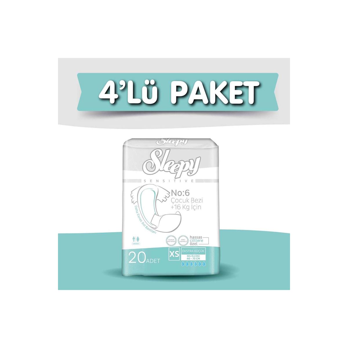 4'lü Sleepy X-Small Yetişkin Bezi 20 Adet