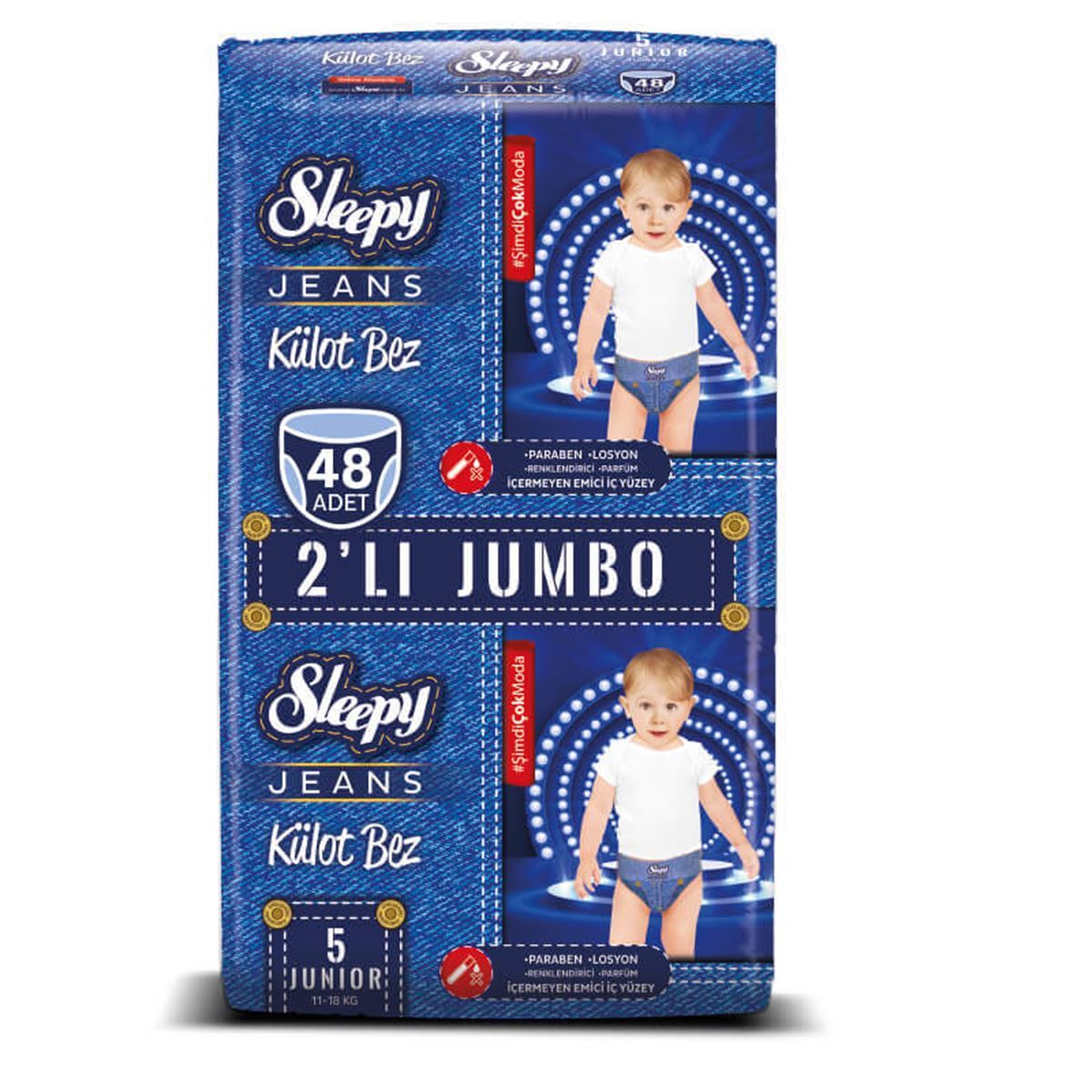 Sleepy Jeans KÜLOT Bez 5 Numara Junior 2'Lİ JUMBO 48 Adet