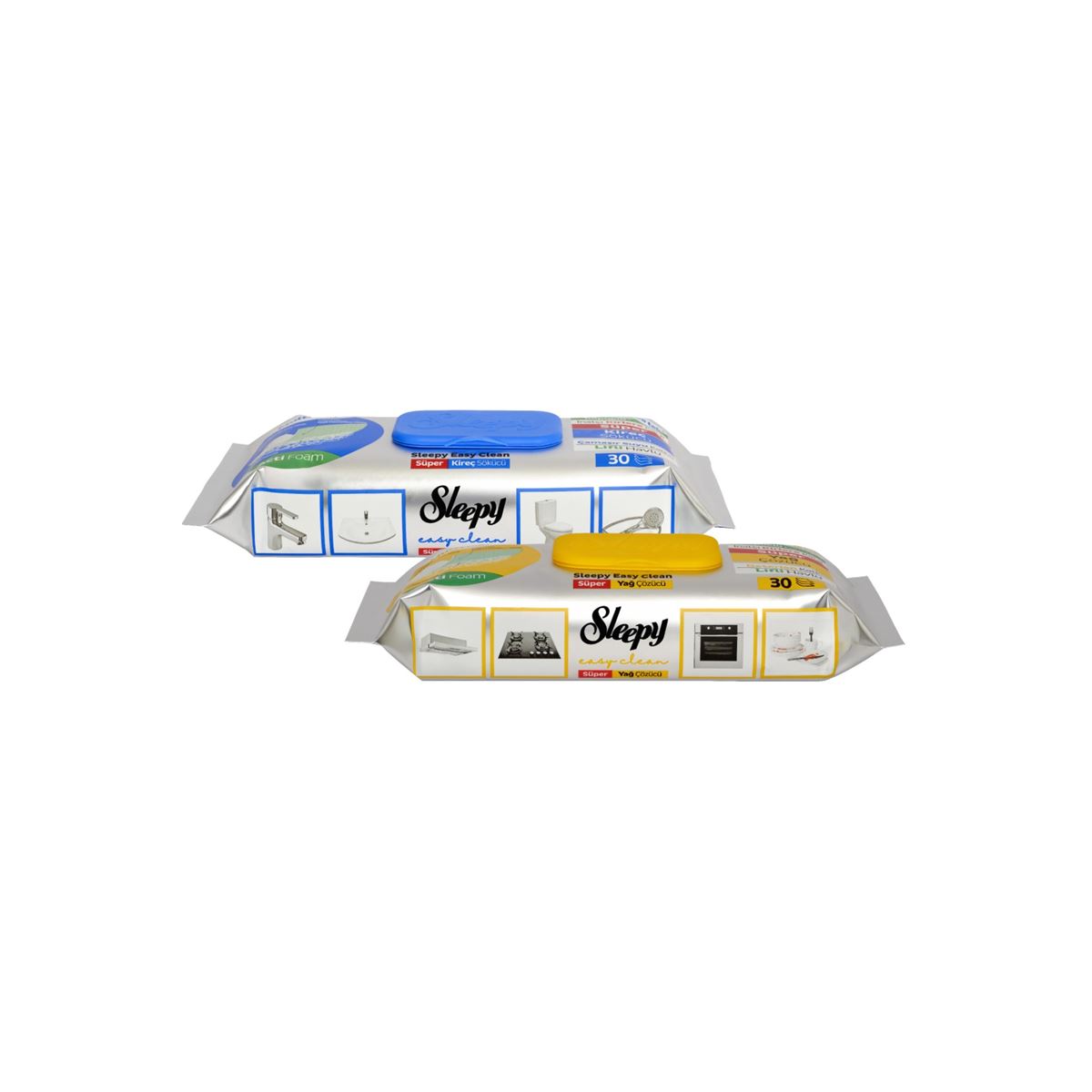 Sleepy Easy Clean Süper Yağ Çözücü&Kireç Sökücü Yüzey Temizlik Havlusu&Mendili 2x30 (60 Yaprak)