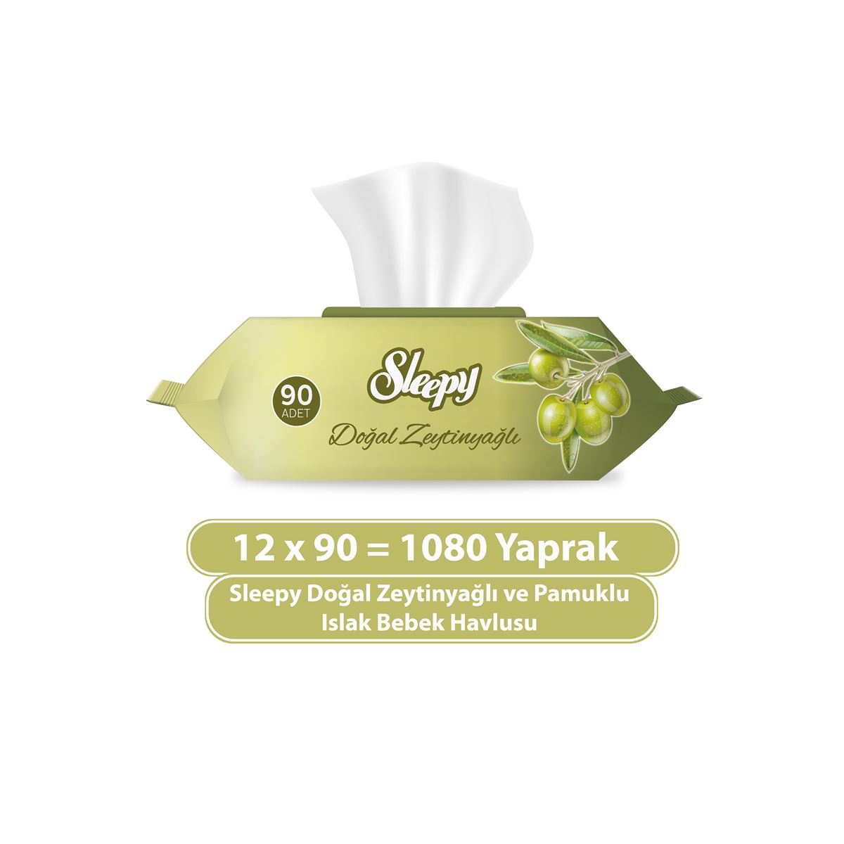 Sleepy Doğal Zeytinyağlı ve Pamuklu Islak Bebek Havlusu 12X90 (1080 Yaprak)