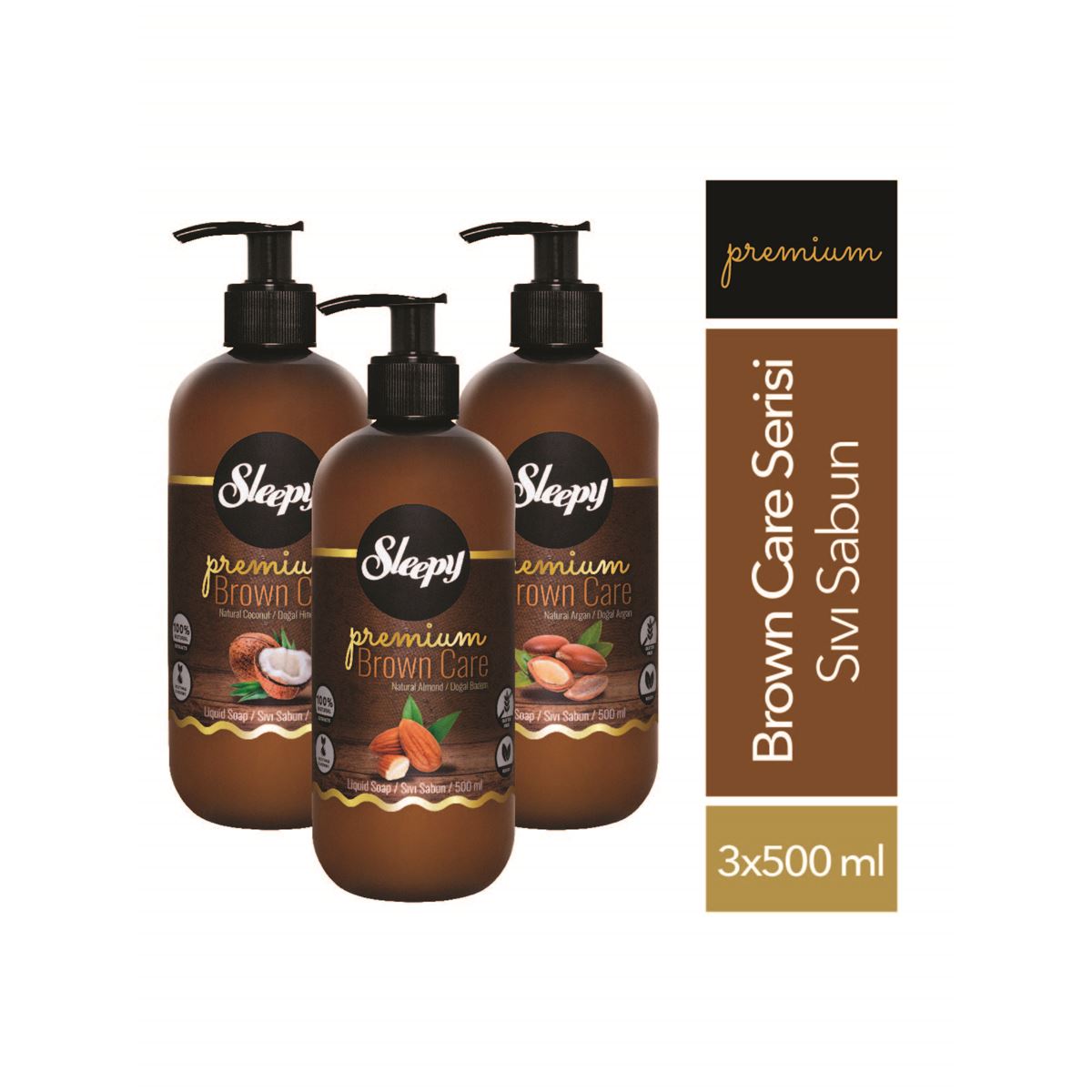 Sleepy Premium Brown Care Serisi Sıvı Sabun 3x500 ml