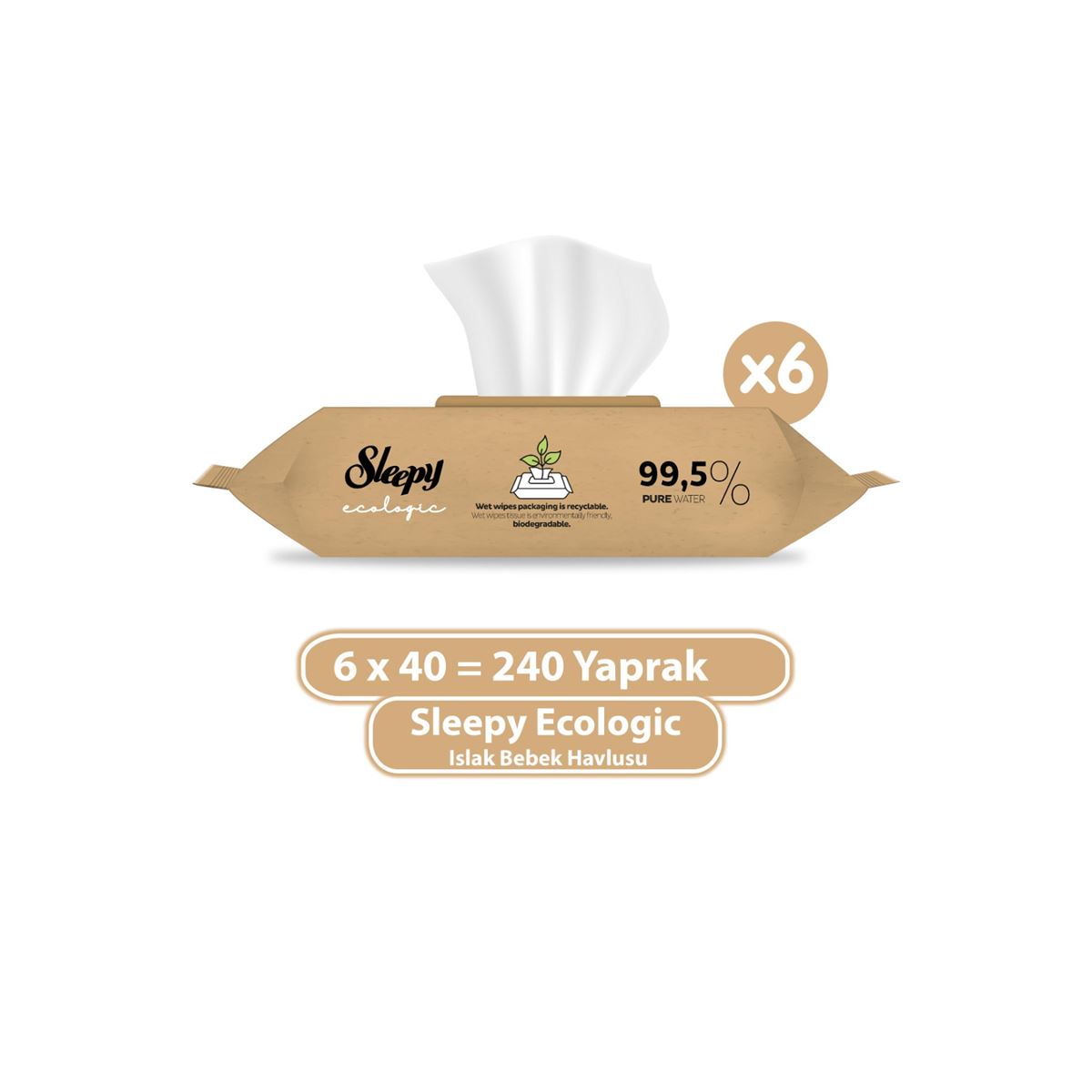 Sleepy Ecologic Yenidoğan Islak Bebek Bakım Havlusu 6x40 (240 Yaprak)