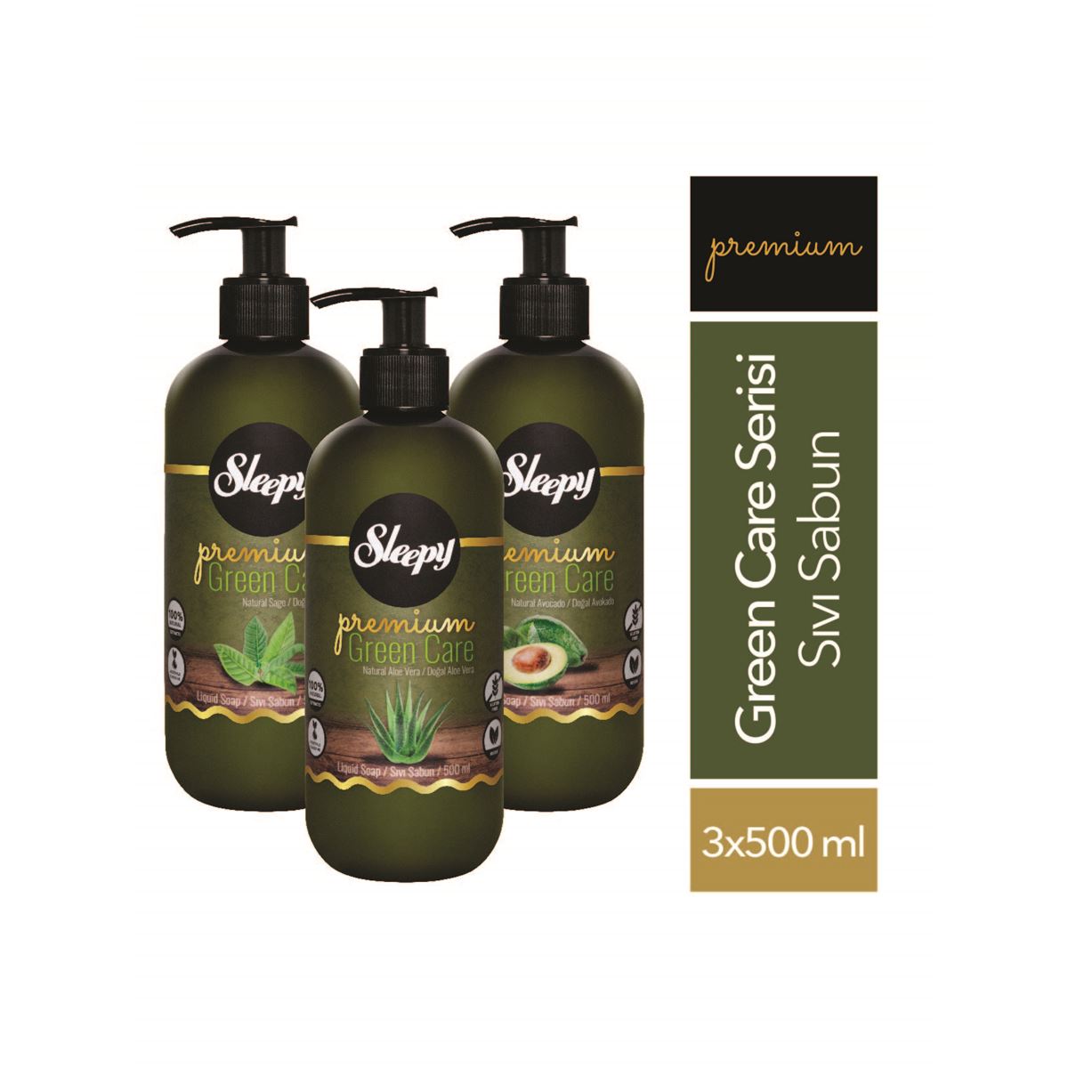 Sleepy Premium Green Care Serisi Sıvı Sabun 3x500 ml