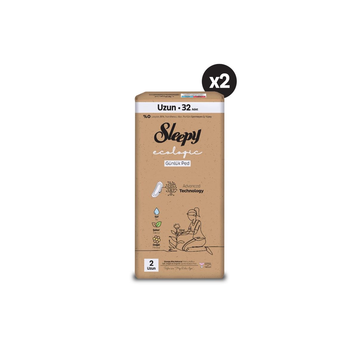 Sleepy Ecologic Premium Plus Günlük Ped Uzun 64 Adet Ped