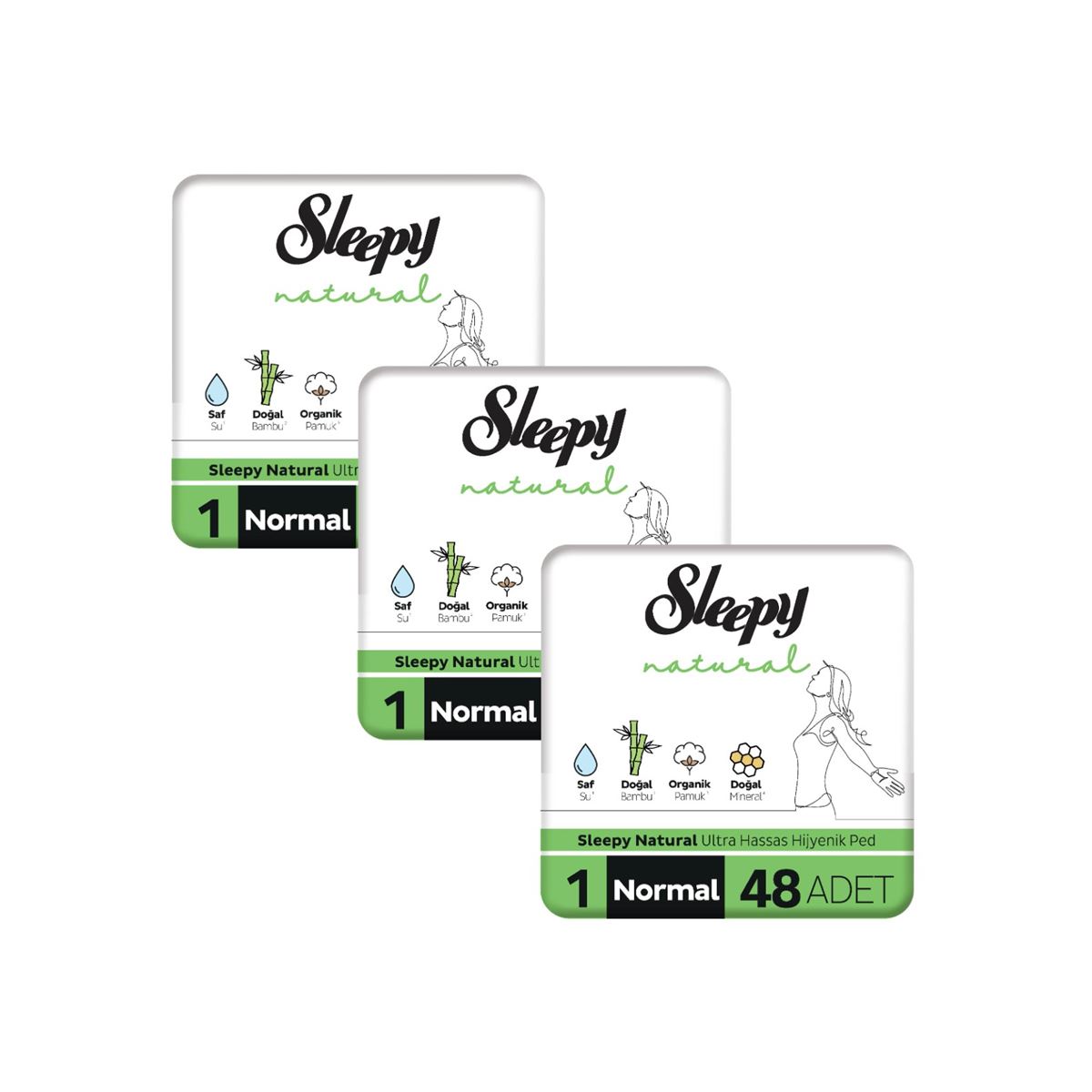 Sleepy Natural Ultra Hassas Hijyenik Ped Mega Fırsat Paketi Normal 144 Adet