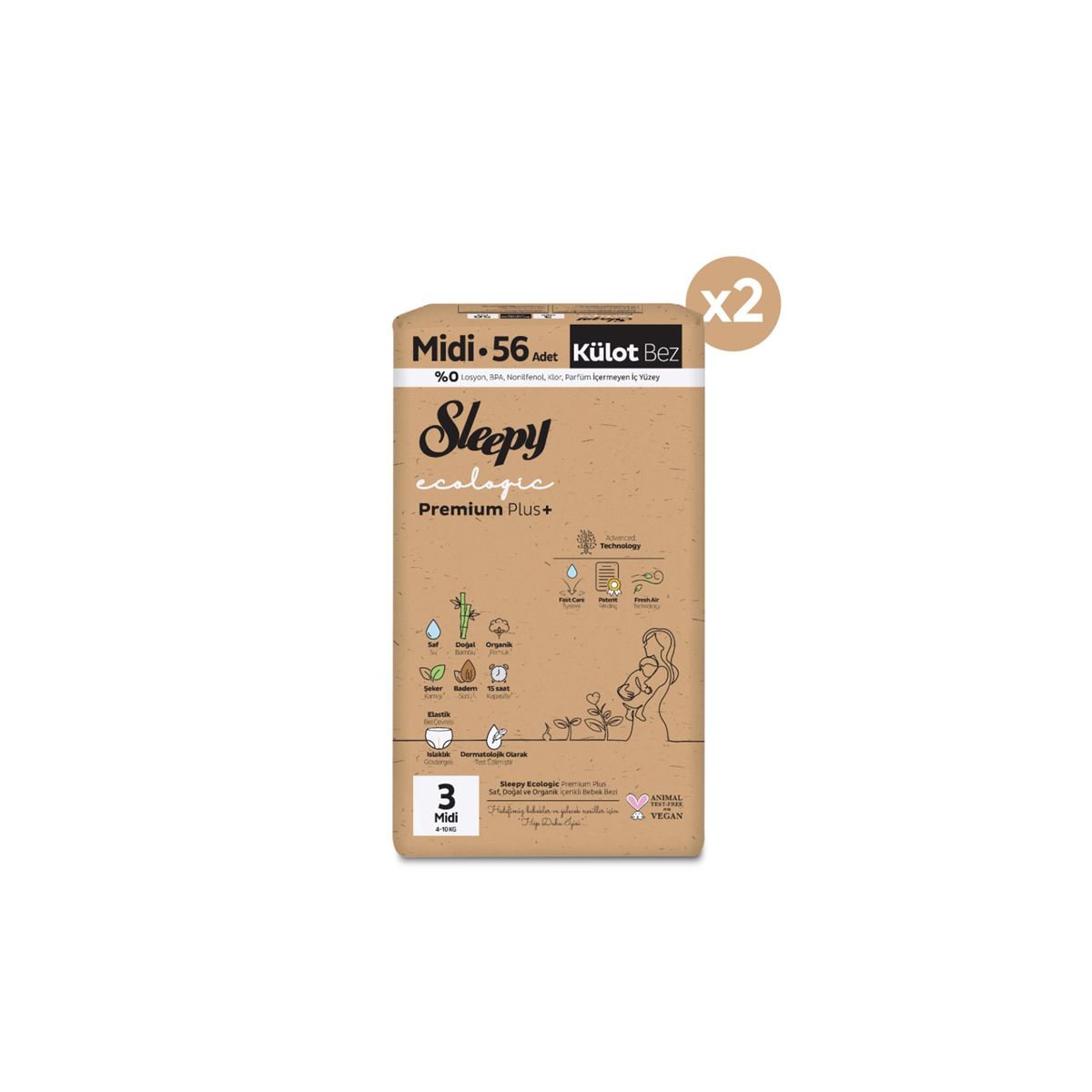 Sleepy Ecologic Premium Plus Süper Paket Külot Bez 3 Numara Midi 112 Adet